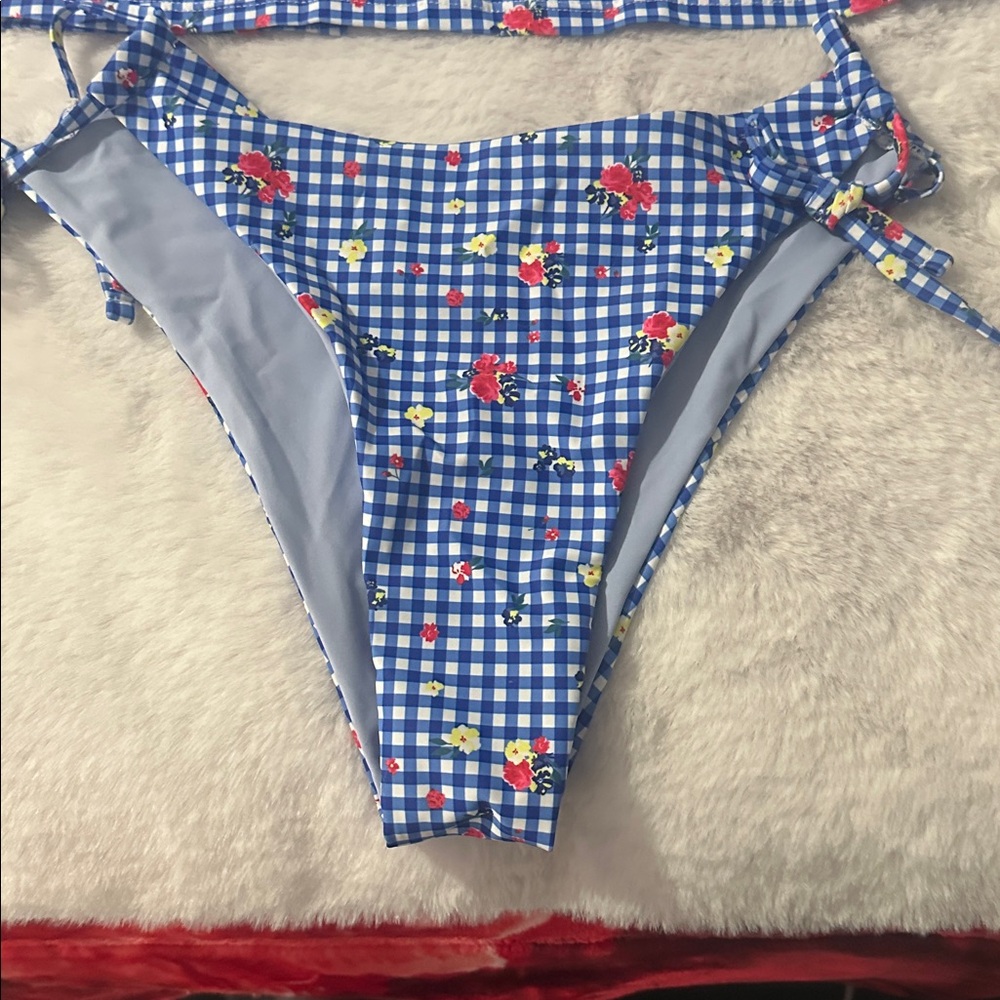 Zaful Blue Gingham floral Bikini Set - Picture 4 of 8